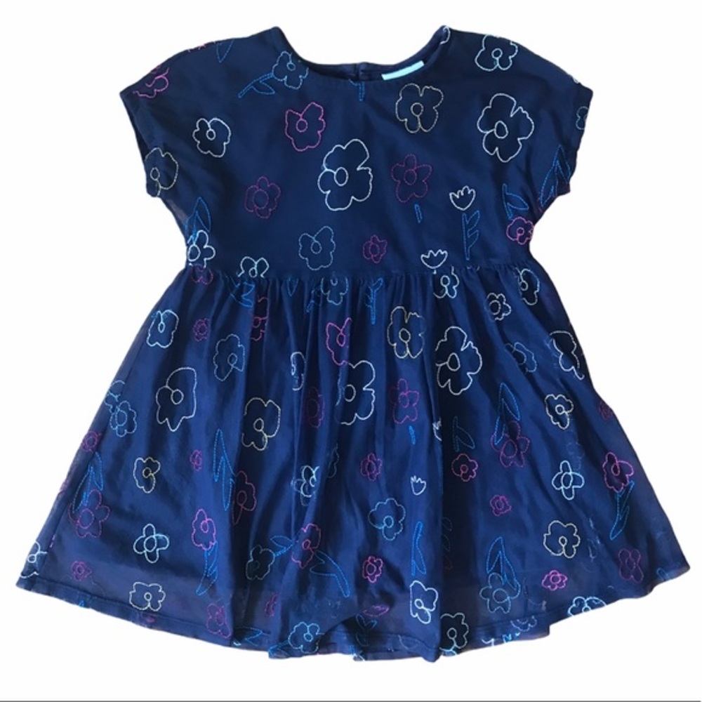 Hanna Andersson navy blue floral embroidered dress